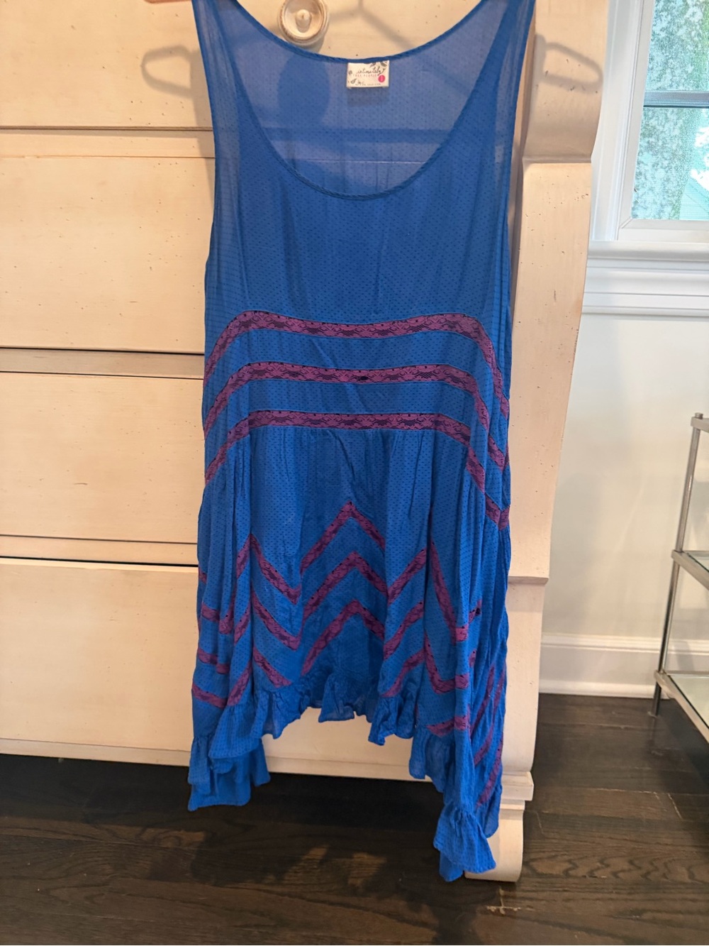 Free People Royal Blue Mini Dress with Purple Accents